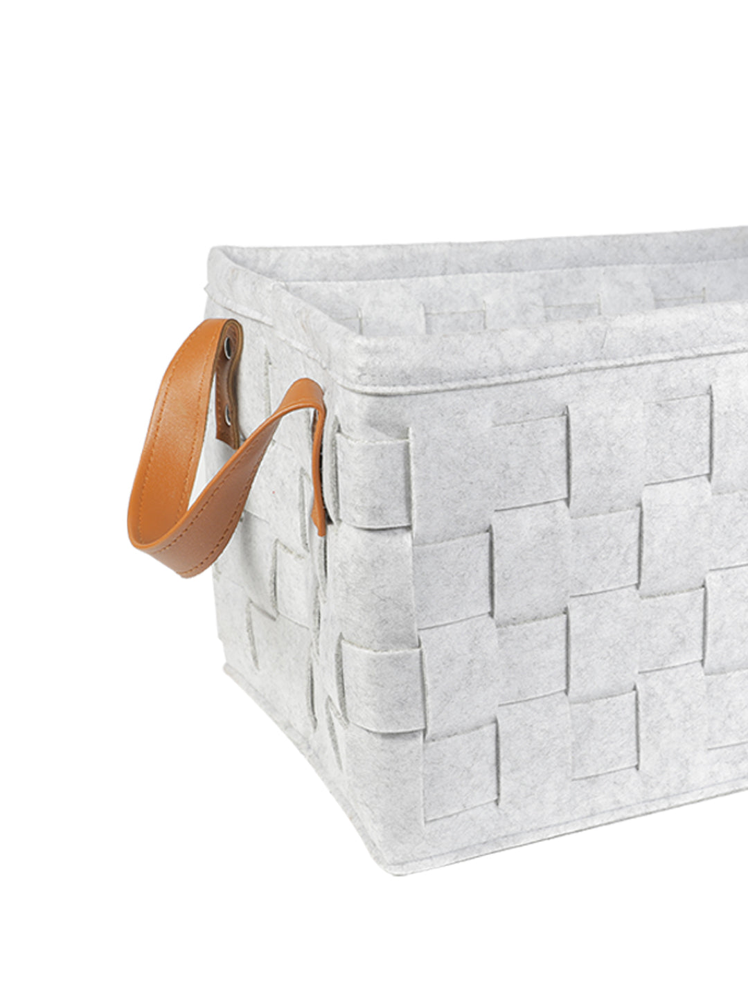VON CASA Felt Fabric Storage Basket Organizer Boxes - 25 Litre, Light Grey