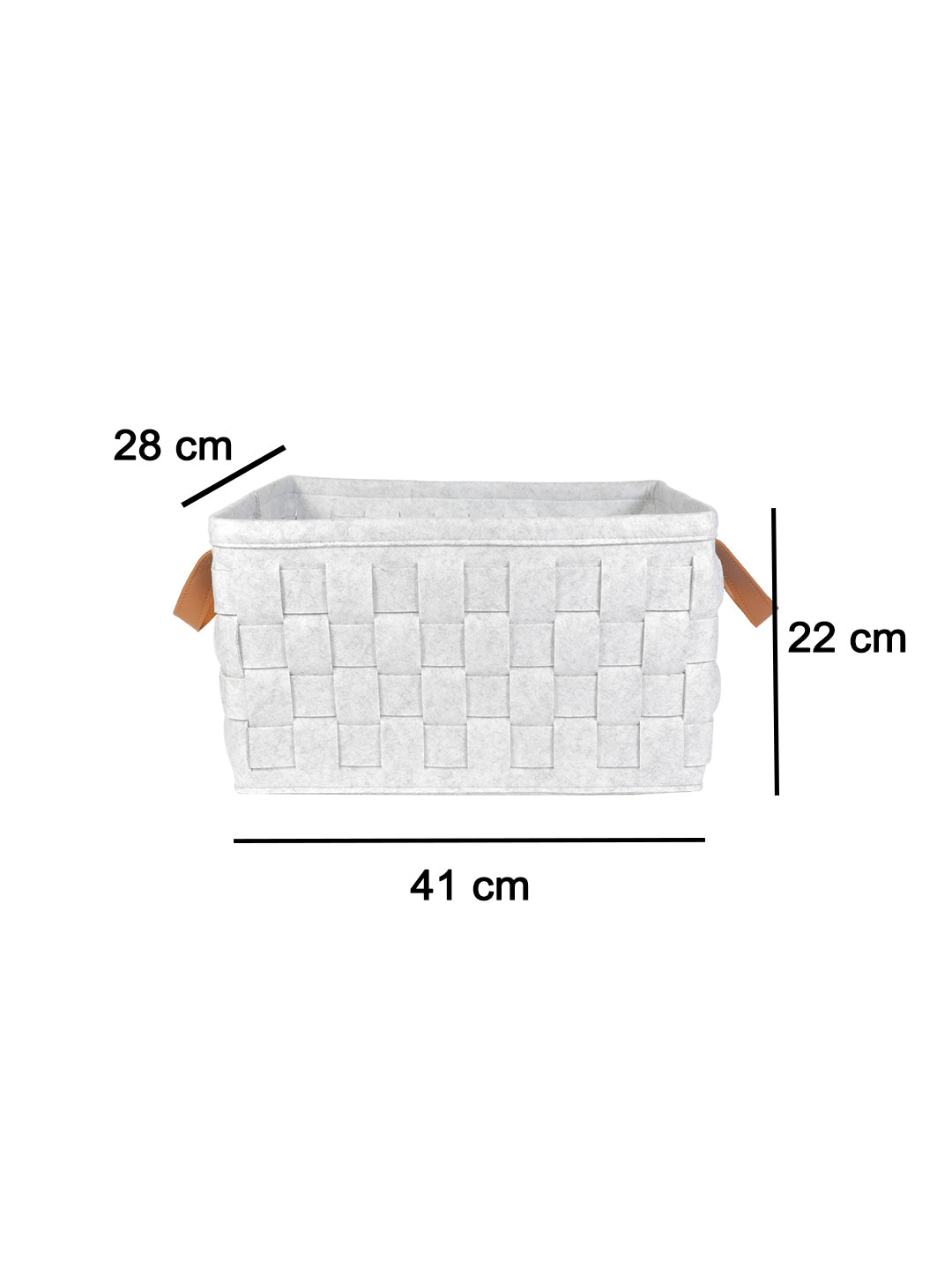 VON CASA Felt Fabric Storage Basket Organizer Boxes - 25 Litre, Light Grey