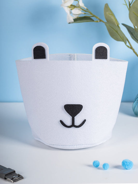 VON CASA Cylindrical Felt Organizer Basket - 5 Litre, Off White