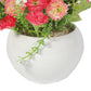 VON CASA Round Plastic Pink Flower With Pot - White