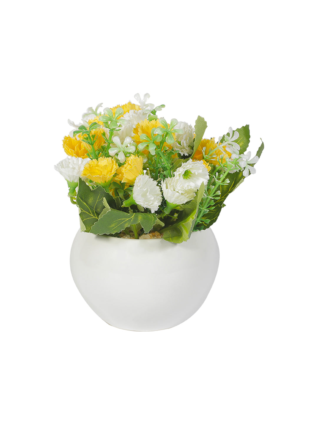 VON CASA Round Plastic Yellow Flower With Pot