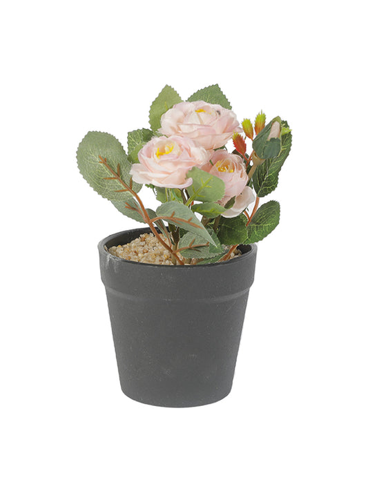 VON CASA Realistic Artificial Bonsai Fake Rose Flower Plant Pot - Black 