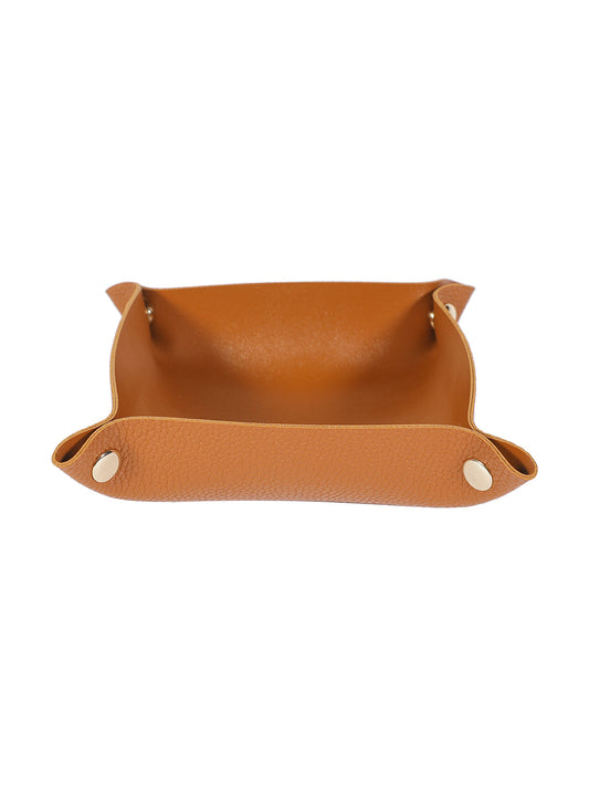 VON CASA Leather Desktop Storage Tray - Brown