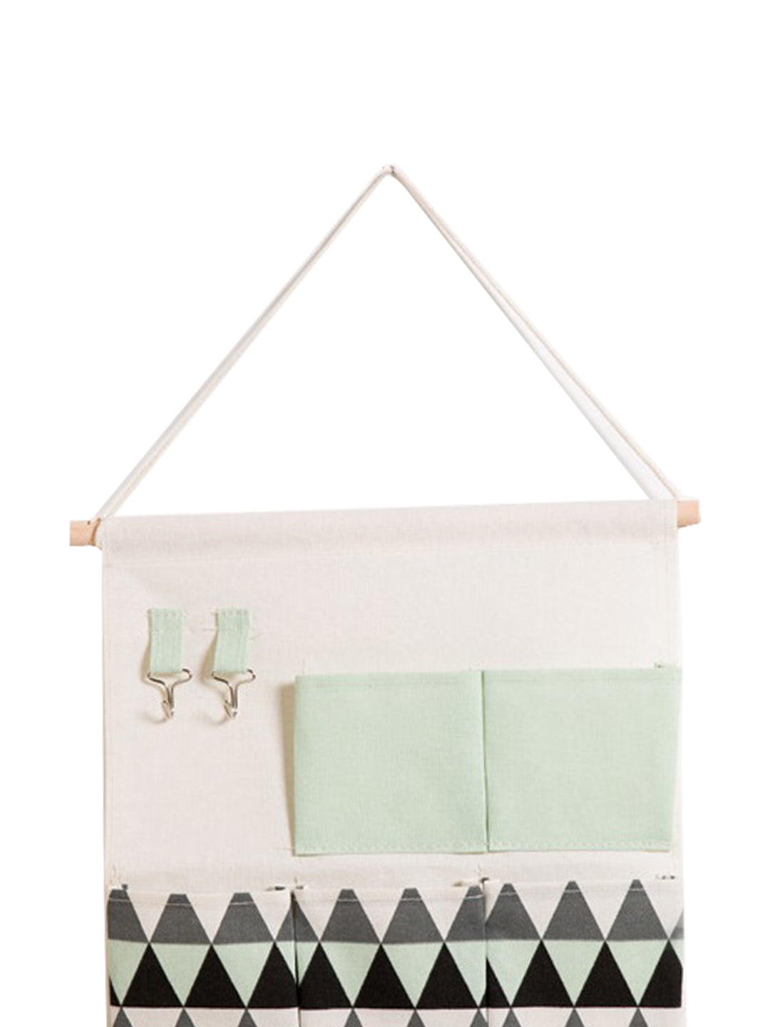 VON CASA Wall Hanging Storage Bag With 7 Pockets And Key Hook - Green