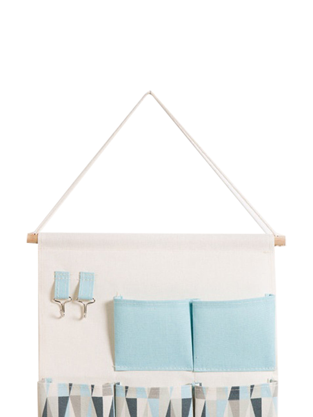 VON CASA Wall Hanging Storage Bag With 7 Pockets And Key Hook - Blue