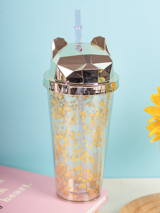 VON CASA 380Ml Golden Cat Ear Travel Sipper With Straw