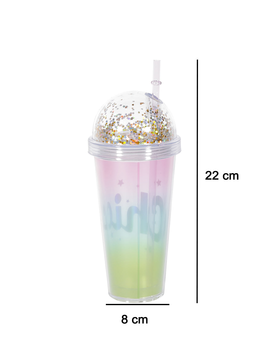 VON CASA Plastic Tumbler With Straw And Lid - 380Ml