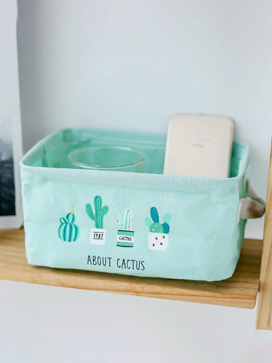 VON CASA Canvas Fabric Storage Bin With Handles - Green