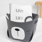 VON CASA Canvas Basket Organizer With Handle - Grey