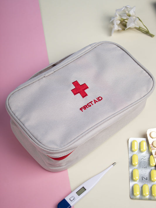 VON CASA Rectangular Polyester First Aid Box - Light Grey