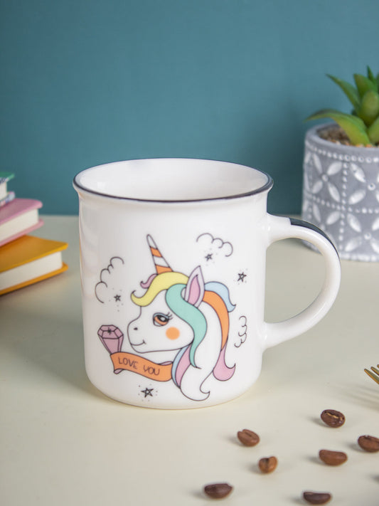 VON CASA 350Ml Kids Unicorn "LOVE YOU" Mug - White