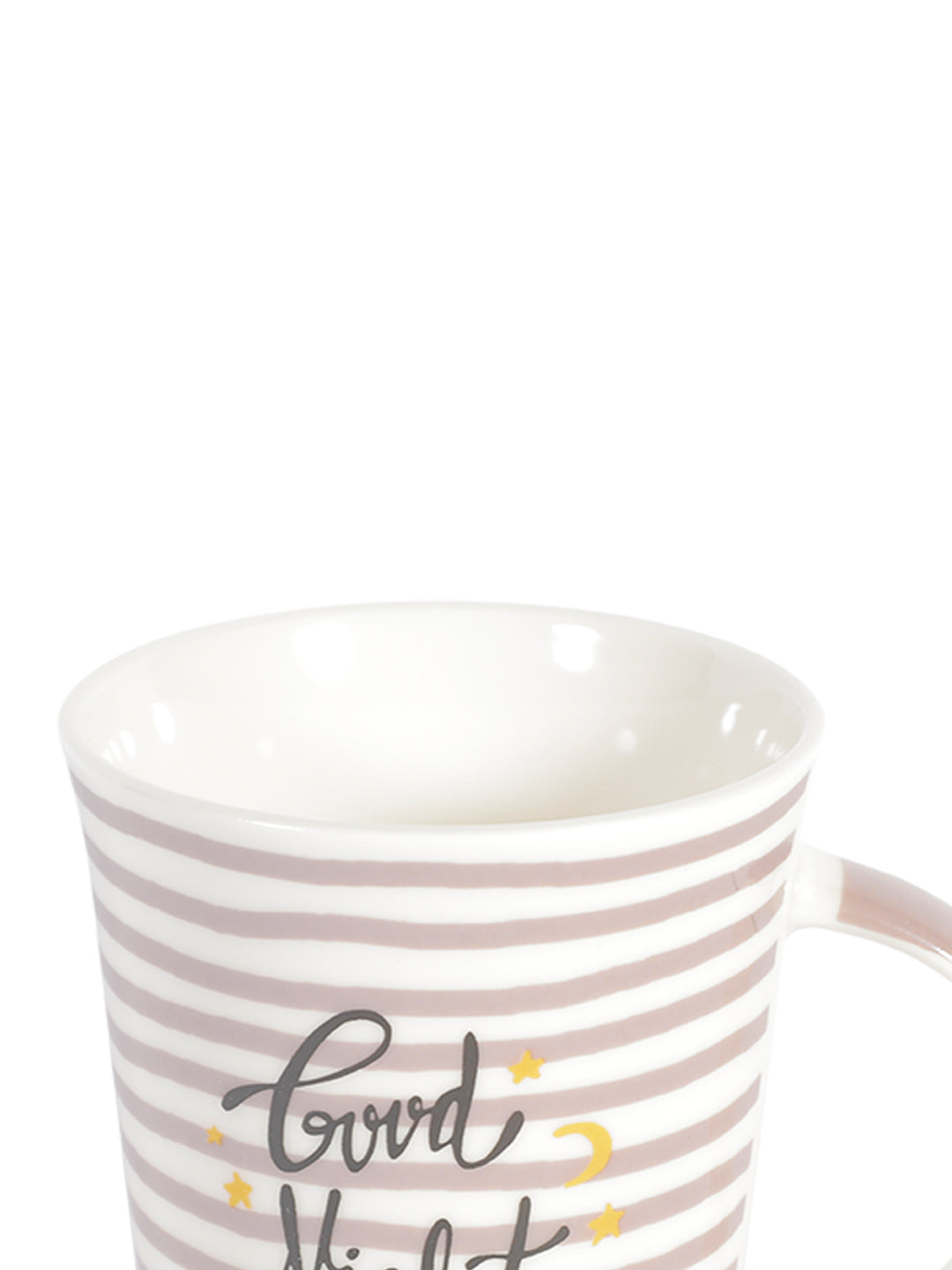 VON CASA 300Ml Ceramic Side Lines Coffee Mug - White