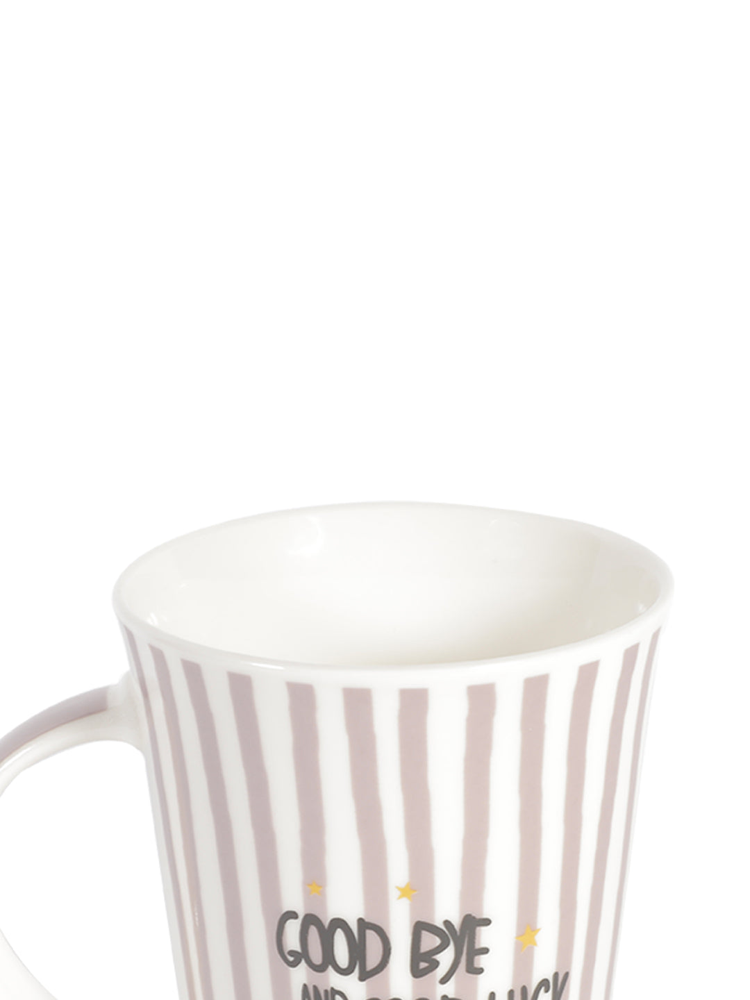 VON CASA 300Ml Ceramic Straight Lines Coffee Mug - White