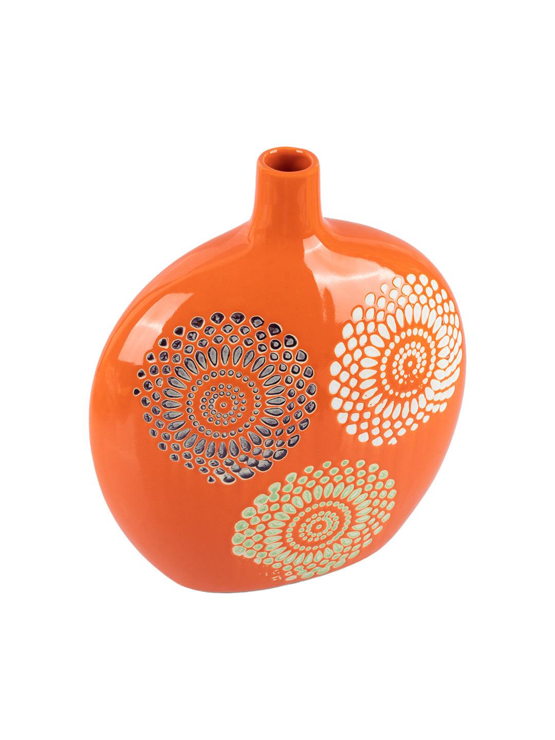 VON CASA Ceramic Multicolor Squared Oval Vase - VON CASA