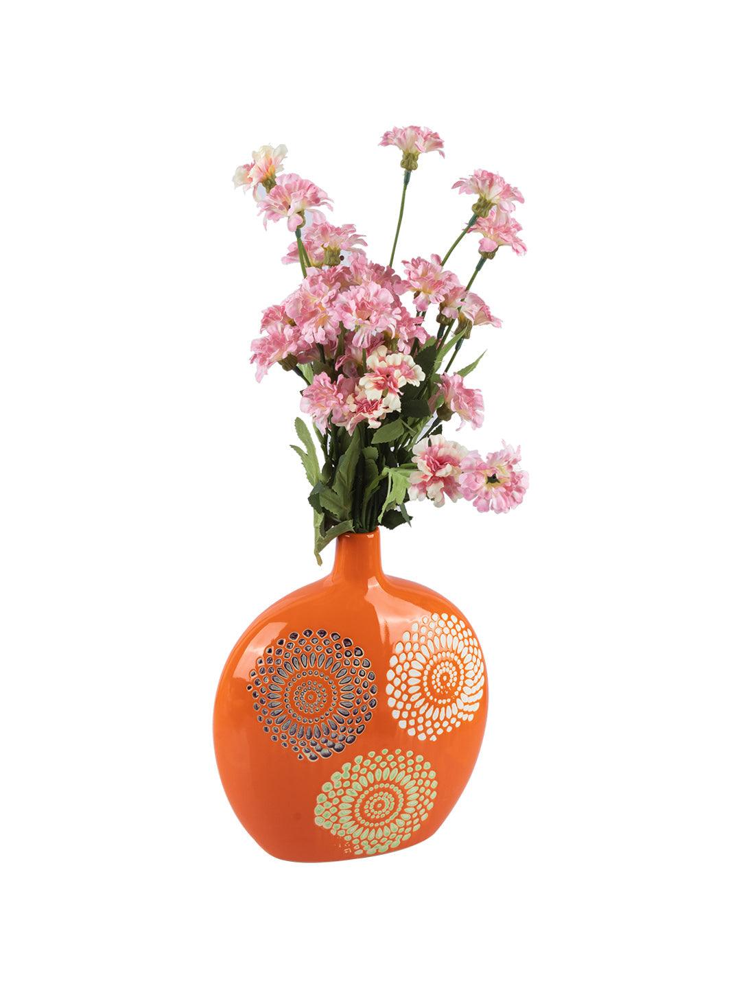 VON CASA Ceramic Multicolor Squared Oval Vase - VON CASA