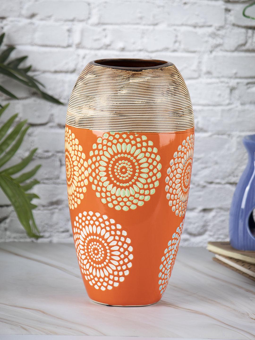 VON CASA Ceramic Multicolor Oval Shaped Vase - VON CASA