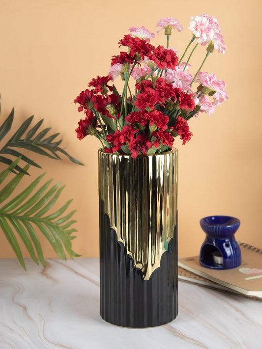 VON CASA Ceramic Gold +Black Cyclendrical Vase - VON CASA