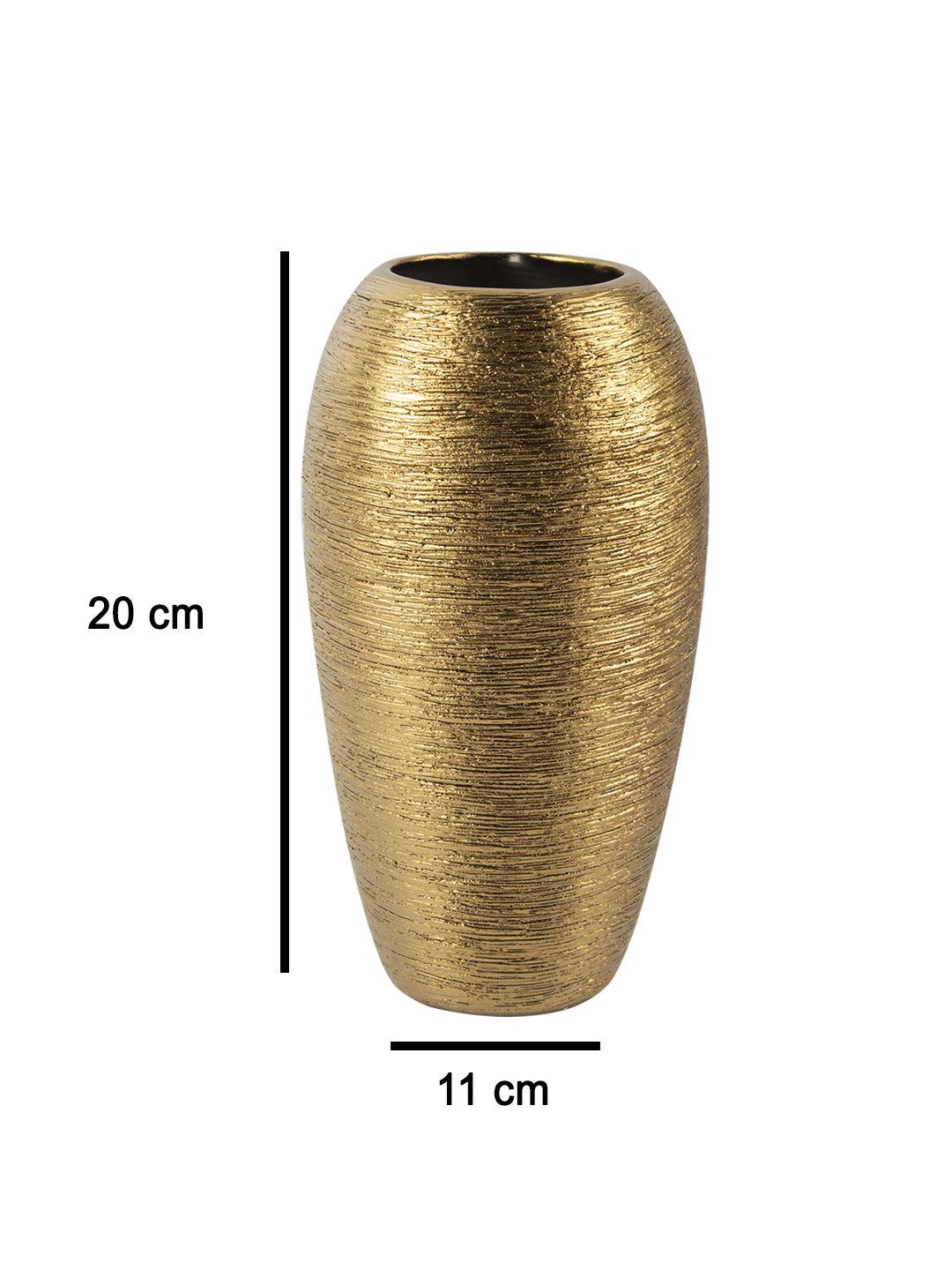 VON CASA Ceramic Gold Oval Shaped Vase - VON CASA