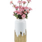VON CASA Ceramic White +Gold Cyclendrical Vase - VON CASA