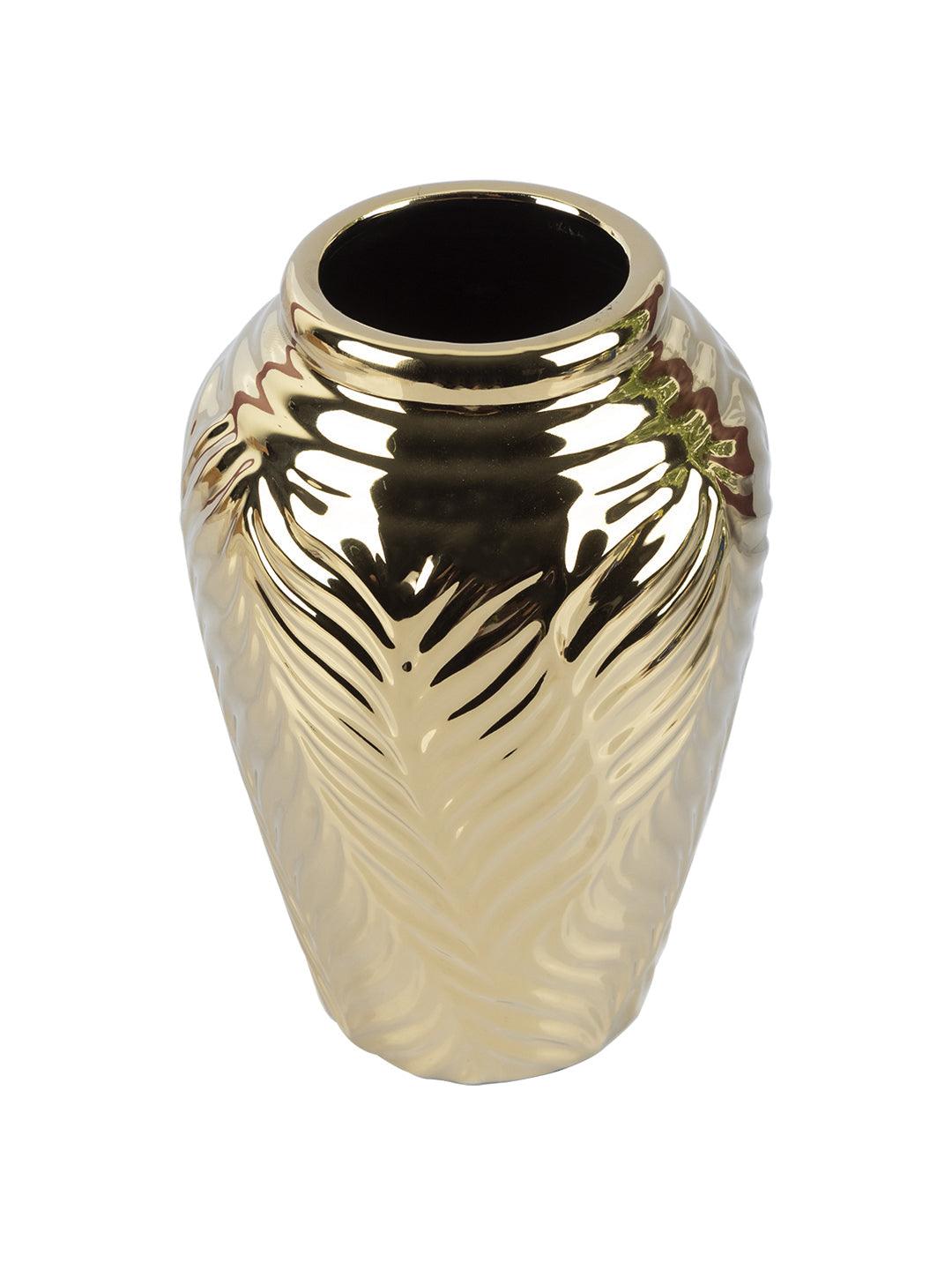 VON CASA Ceramic Gold Cyclendrical Vase - VON CASA