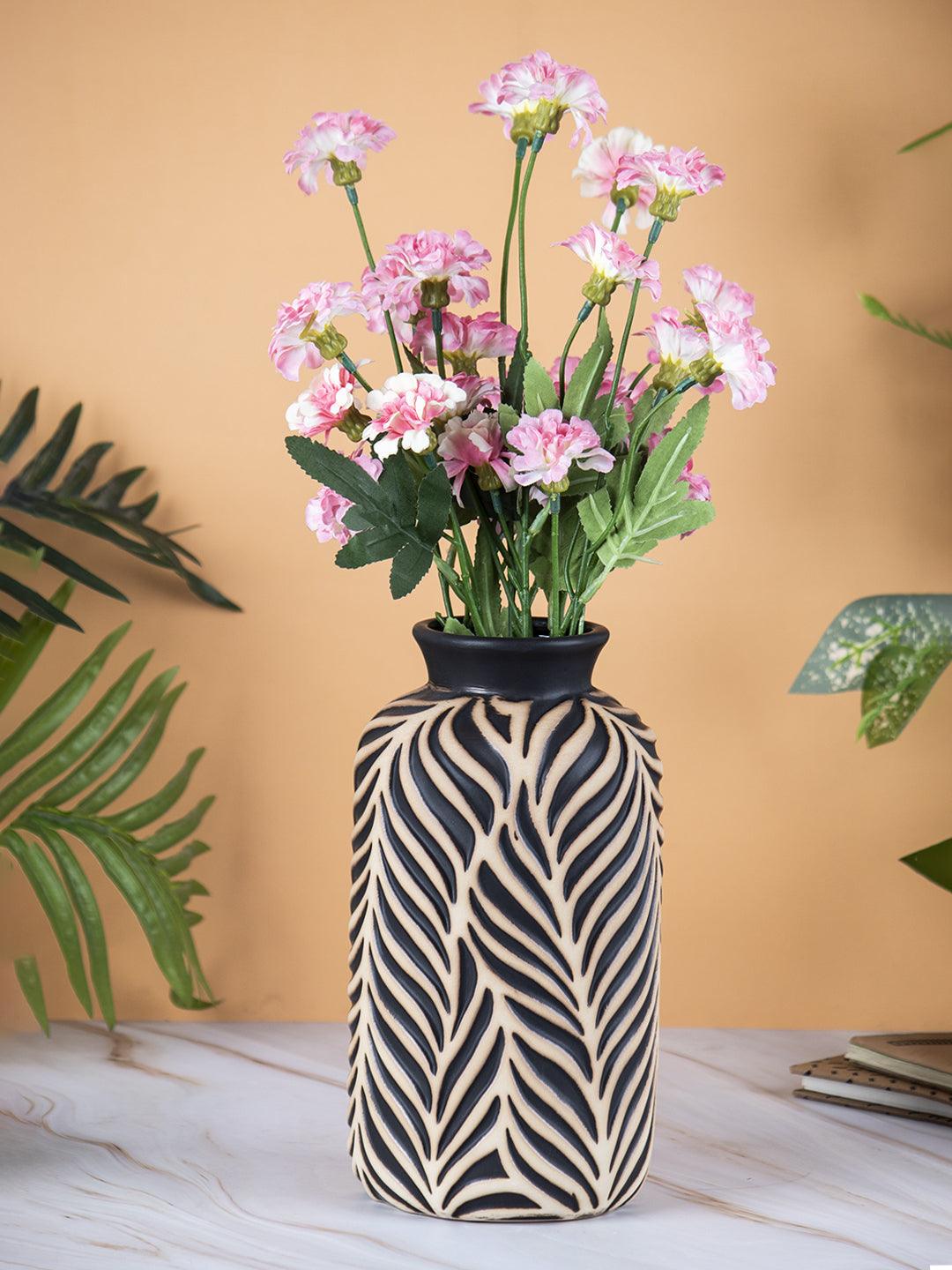 VON CASA Ceramic Black +Grey Cyclendrical Vase - VON CASA