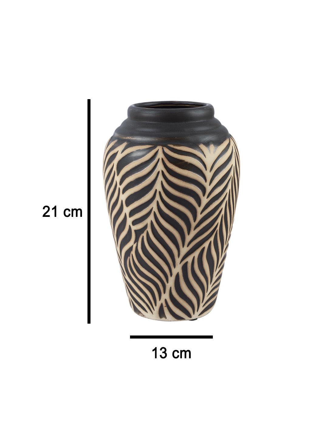 VON CASA Ceramic Black +Grey Cyclendrical Vase - VON CASA