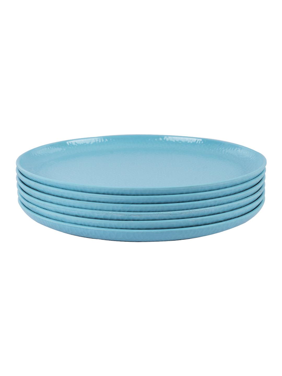 VON CASA Melamine Round Full Plate - Set of 6, Turquoise