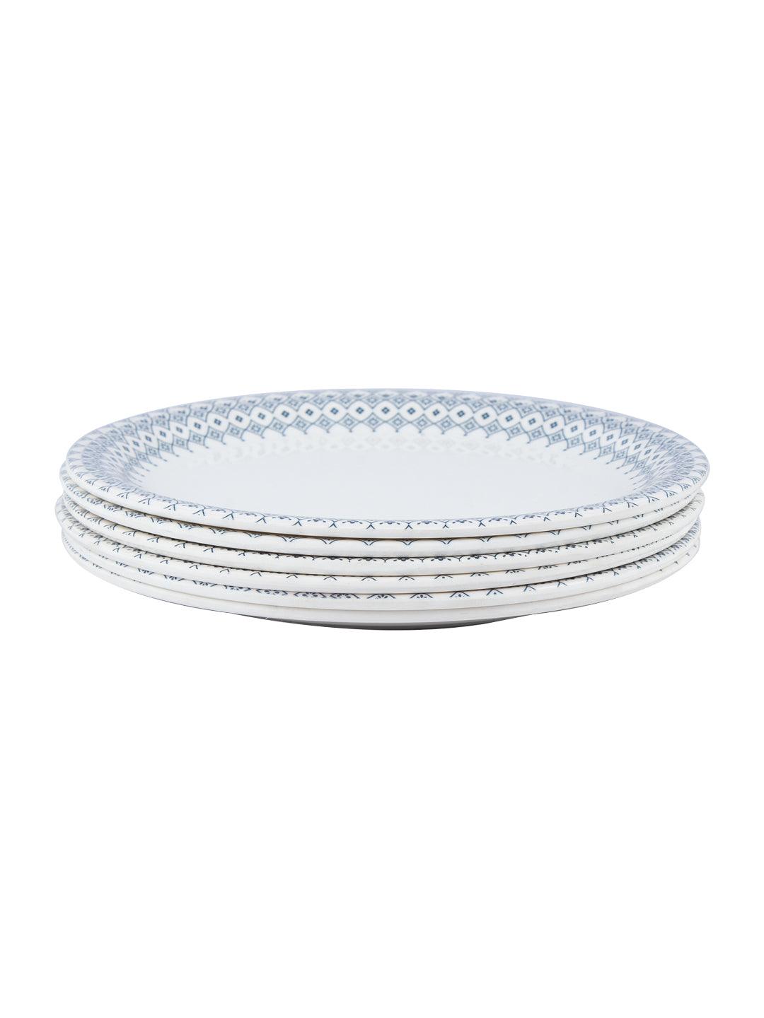 VON CASA Melamine White Round Quarter Plate - Set of 6, White