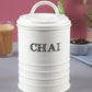 Mild Steel White Cylindrical Chai Jar (800 ML)