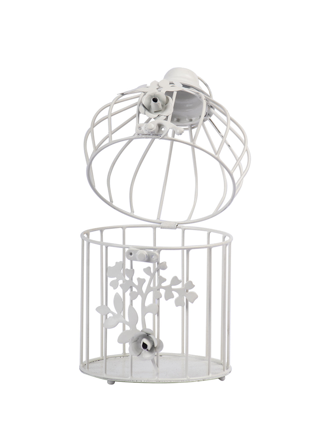 VON CASA Diwali Decoration Item WHITE CAGE T -LITE HOLDER PACK OF 2