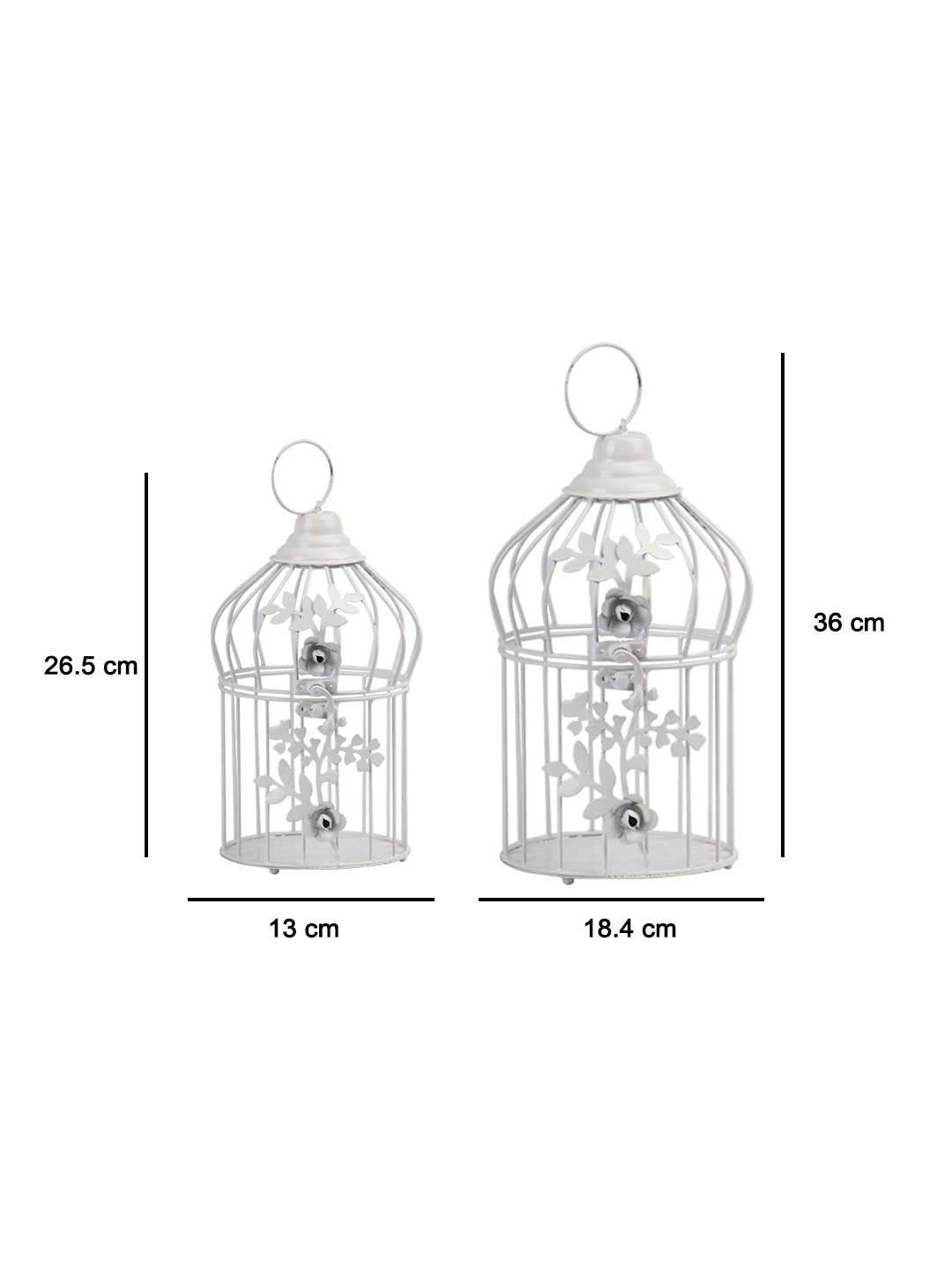 VON CASA Diwali Decoration Item WHITE CAGE T -LITE HOLDER PACK OF 2