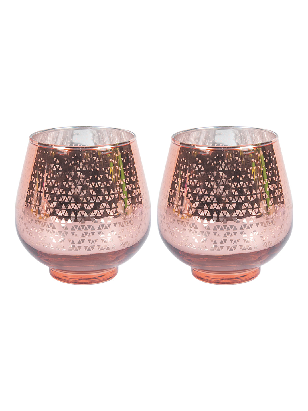 VON CASA Pink Glass Tealight Candle Holders Pack Of 2 Pcs