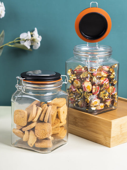 Glass Jar With Airtight Lid Pack Of 2 Pcs - (Each 1200 Ml)