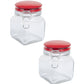 Glass Jar With Red Ceramic Lid Pack Of 2 Pcs - (Each 700 Ml)