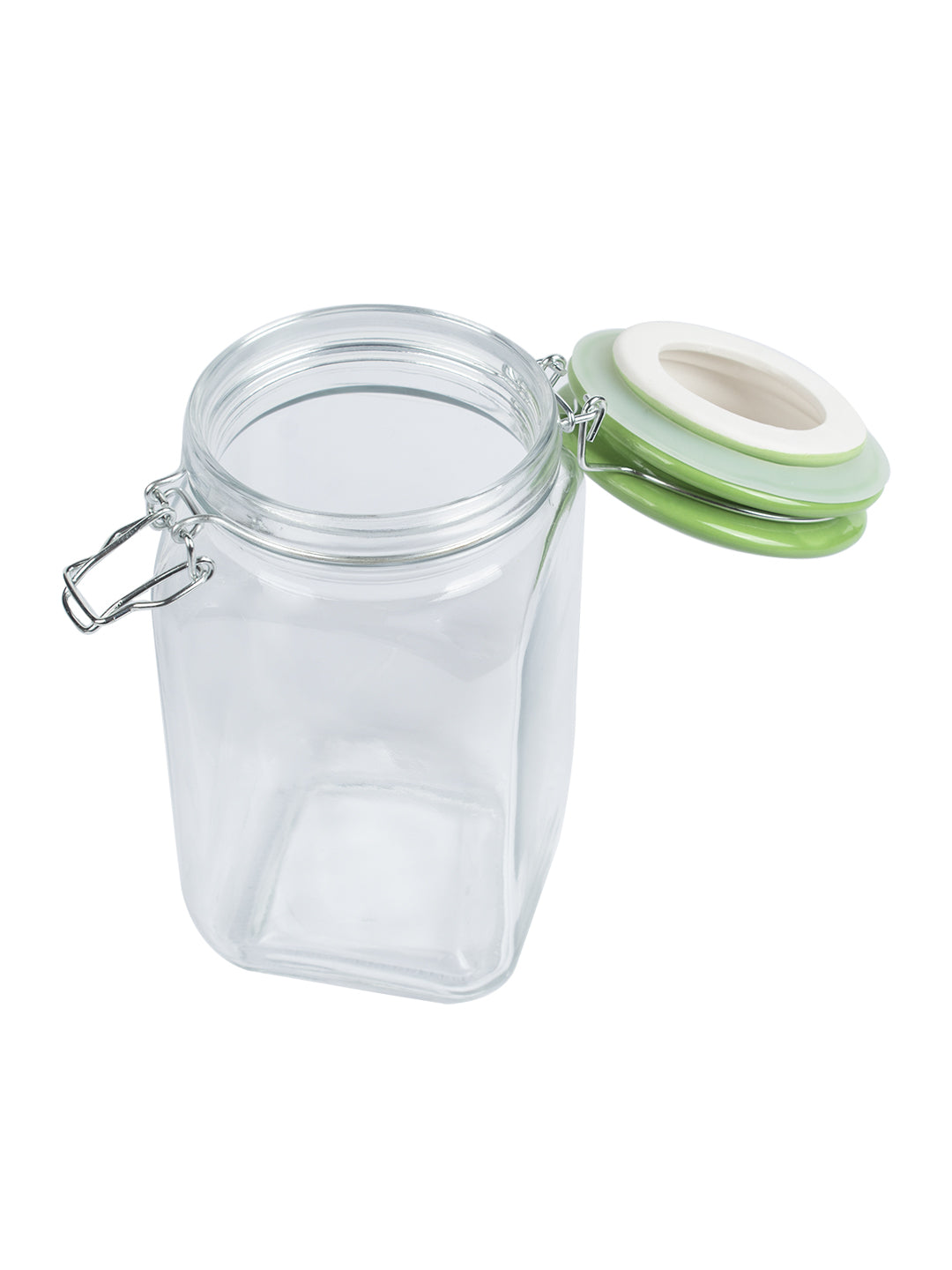 Glass Jar With Green Ceramic Lid - 1200 Ml