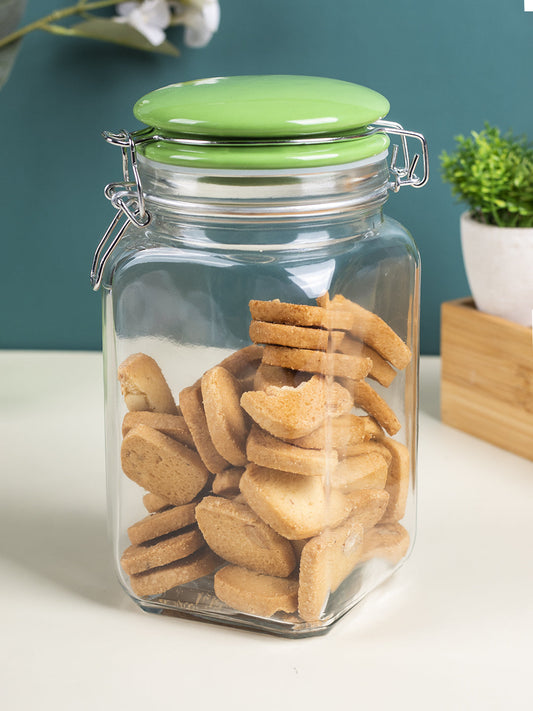 Glass Jar With Green Ceramic Lid - 1200 Ml