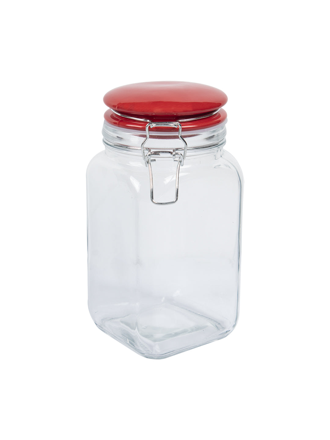 Glass Jar With Red Ceramic Lid - 1200 Ml
