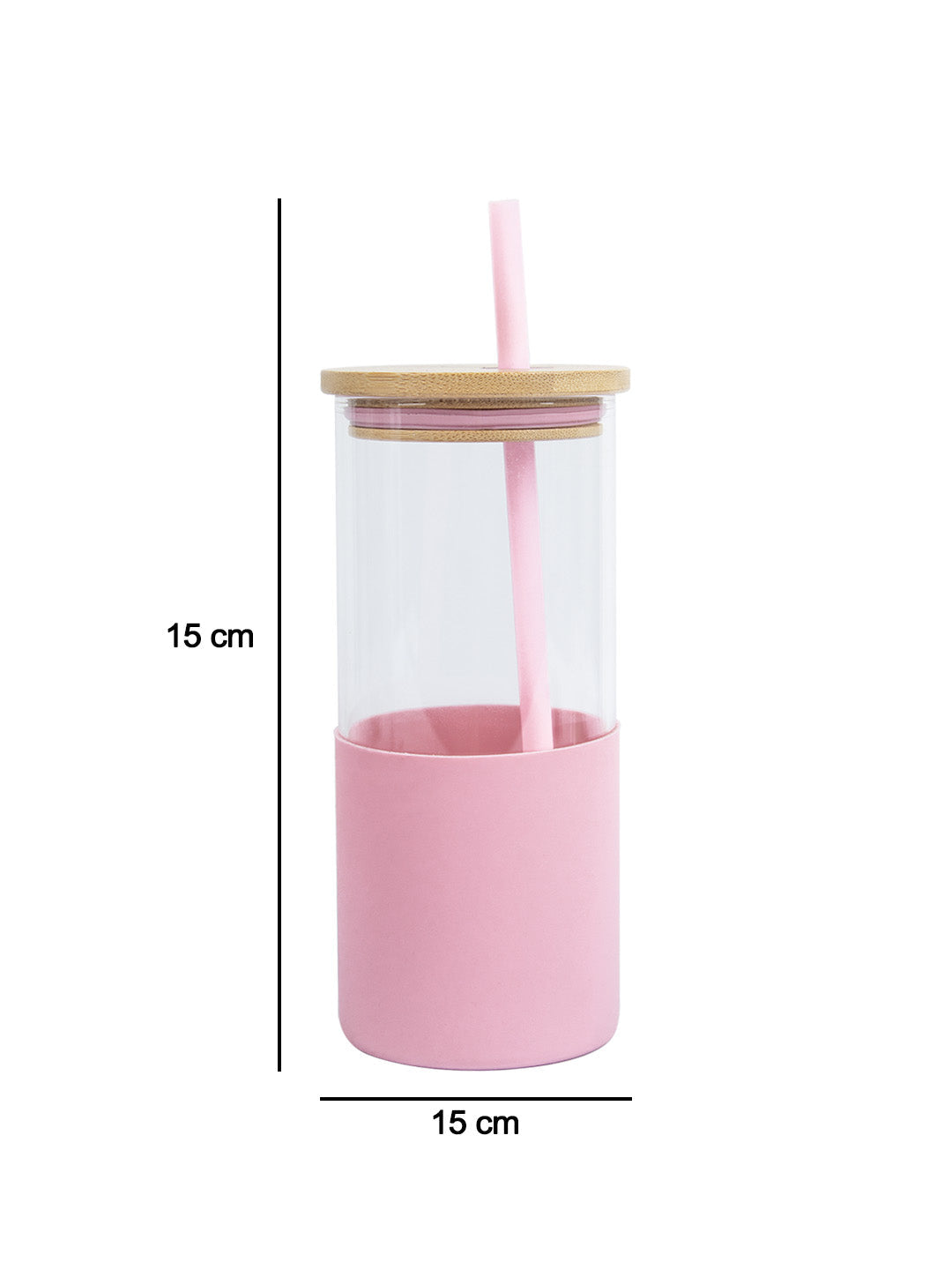 Borosilicate Glass Sipper With Straw - 350 Ml (Assorted Color)