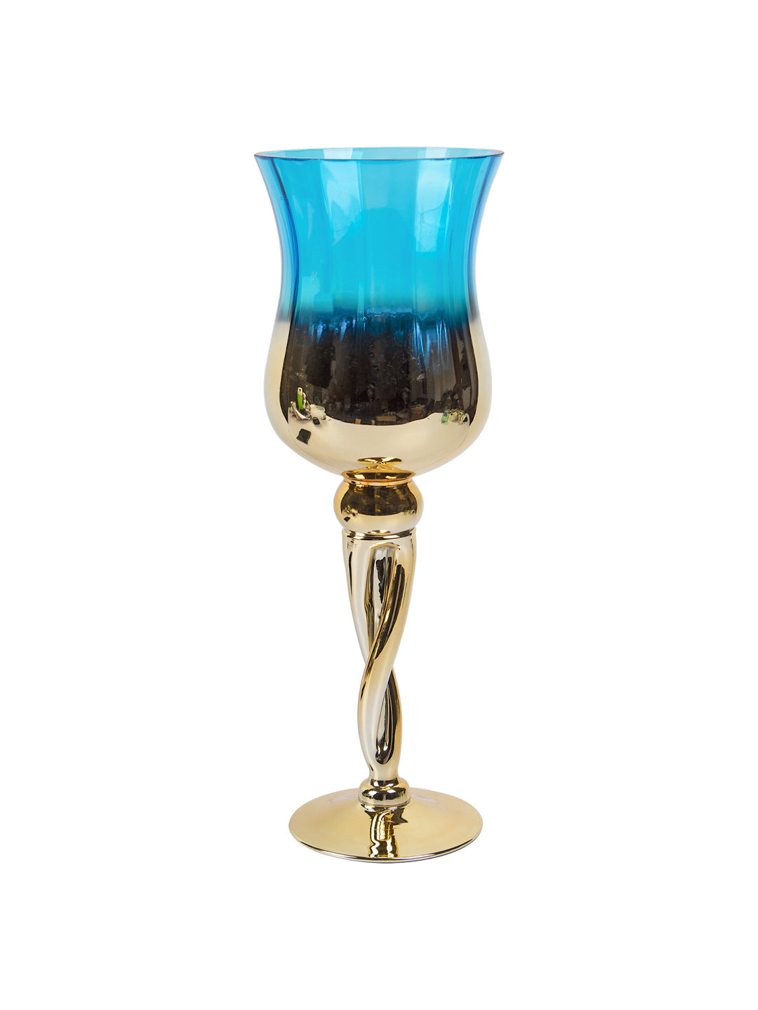 VON CASA Decorative Skyblue Tined Glass Tealight Candlestick Holder