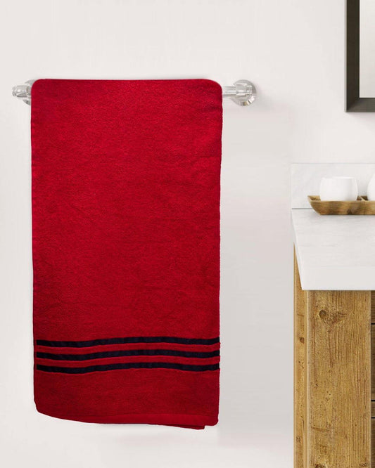 VON CASA Zero Twist Bath Towel, Red, Cotton